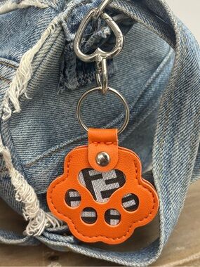 Fendi Orange Dog Paw Bag Charm, 5 inches